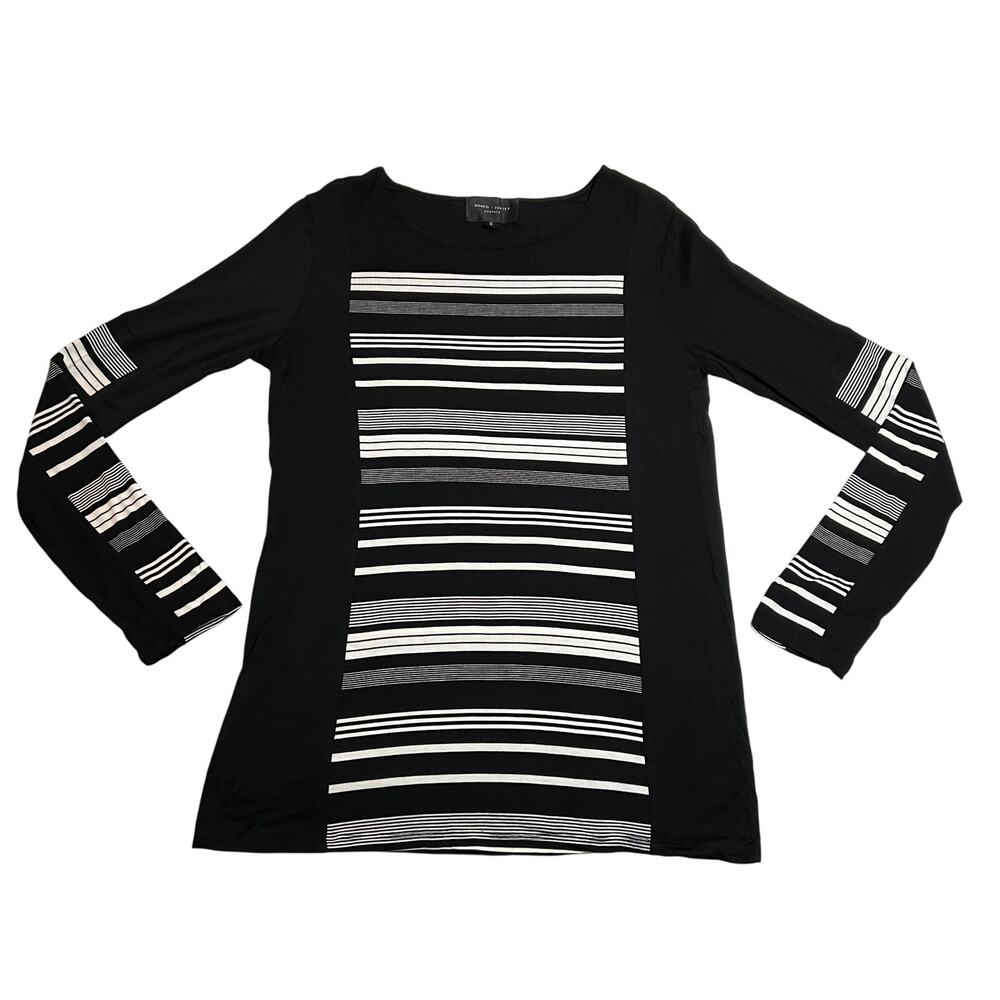 Romeo & Juliet Couture Round Neck Stripe Top Size S Minimalist Casual Neutral